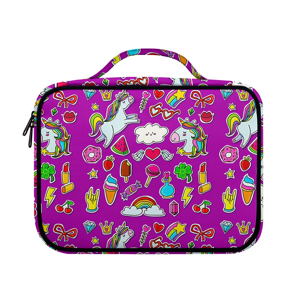 Purple Girly Unicorn Pattern Print Briefcase Bible Bag