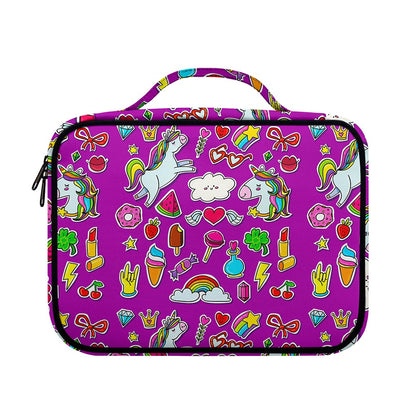 Purple Girly Unicorn Pattern Print Briefcase Bible Bag