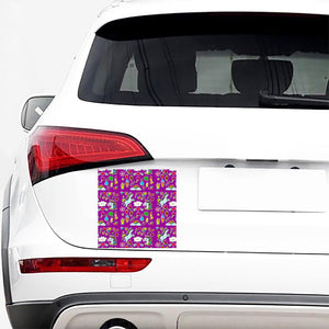 Purple Girly Unicorn Pattern Print Car Sticker