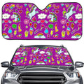 Purple Girly Unicorn Pattern Print Car Windshield Sun Shade
