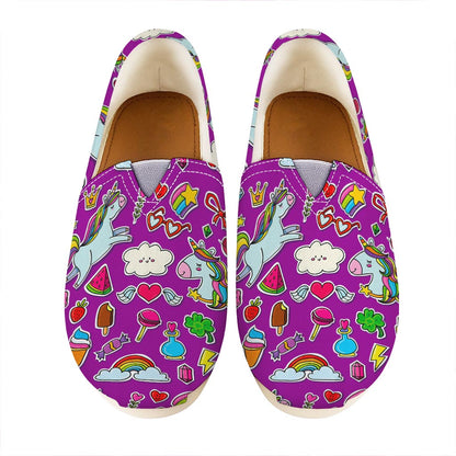 Purple Girly Unicorn Pattern Print Casual Shoes