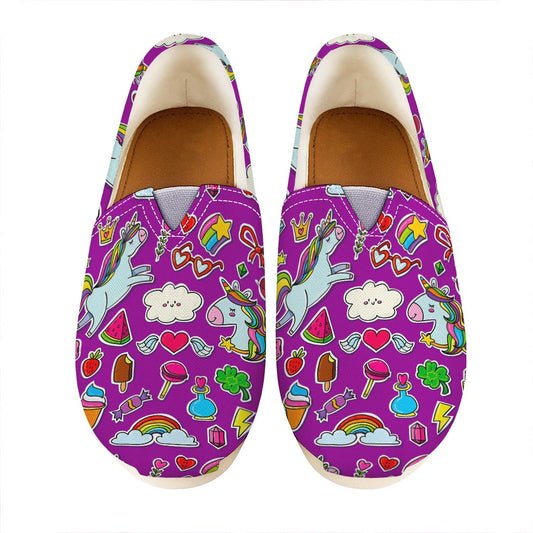Purple Girly Unicorn Pattern Print Casual Shoes
