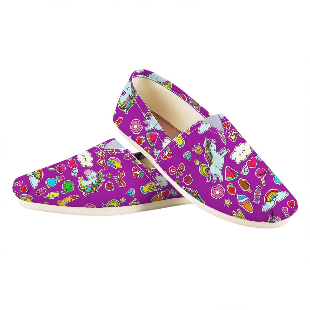 Purple Girly Unicorn Pattern Print Casual Shoes