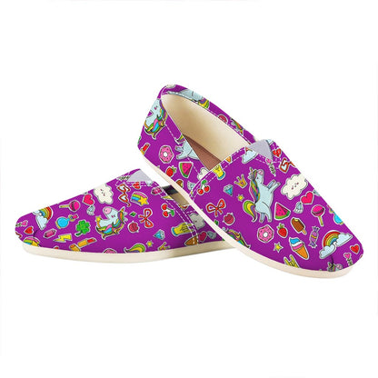 Purple Girly Unicorn Pattern Print Casual Shoes