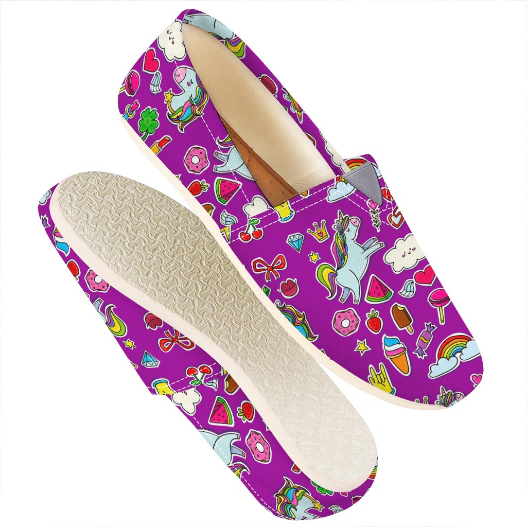 Purple Girly Unicorn Pattern Print Casual Shoes