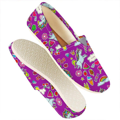 Purple Girly Unicorn Pattern Print Casual Shoes