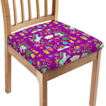 Purple Girly Unicorn Pattern Print Chair Cushion Cover