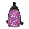 Purple Girly Unicorn Pattern Print Sling Bag