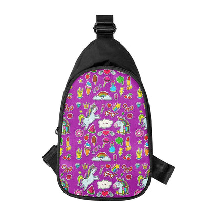Purple Girly Unicorn Pattern Print Chest Bag