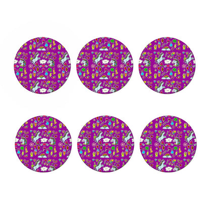 Purple Girly Unicorn Pattern Print Coaster Set