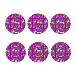 Purple Girly Unicorn Pattern Print Coaster Set