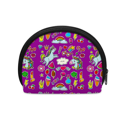 Purple Girly Unicorn Pattern Print Coin Purse