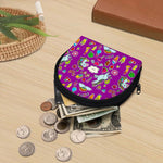 Purple Girly Unicorn Pattern Print Coin Purse