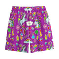 Purple Girly Unicorn Pattern Print Cotton Shorts