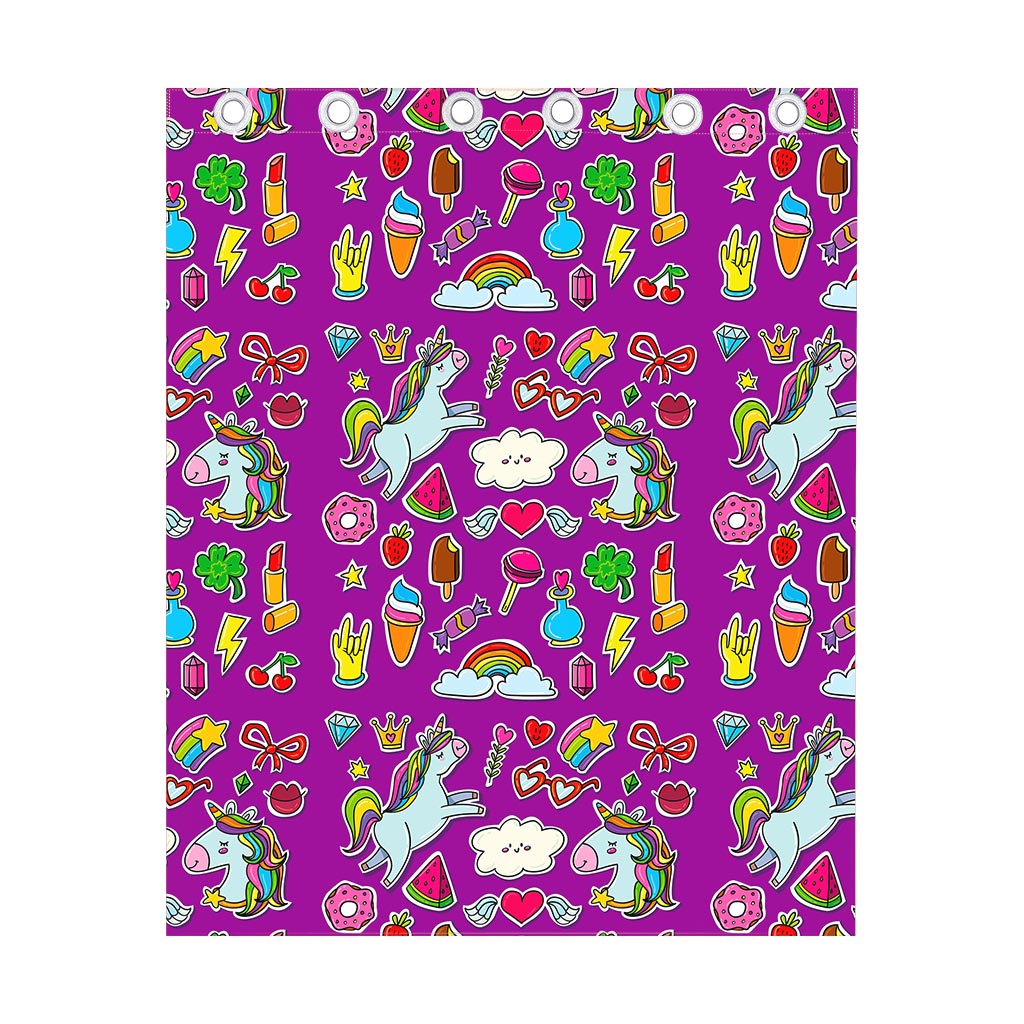 Purple Girly Unicorn Pattern Print Curtain