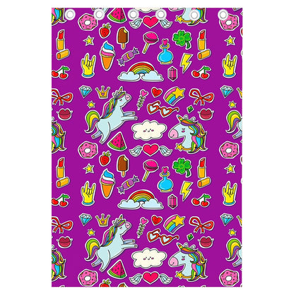 Purple Girly Unicorn Pattern Print Curtain