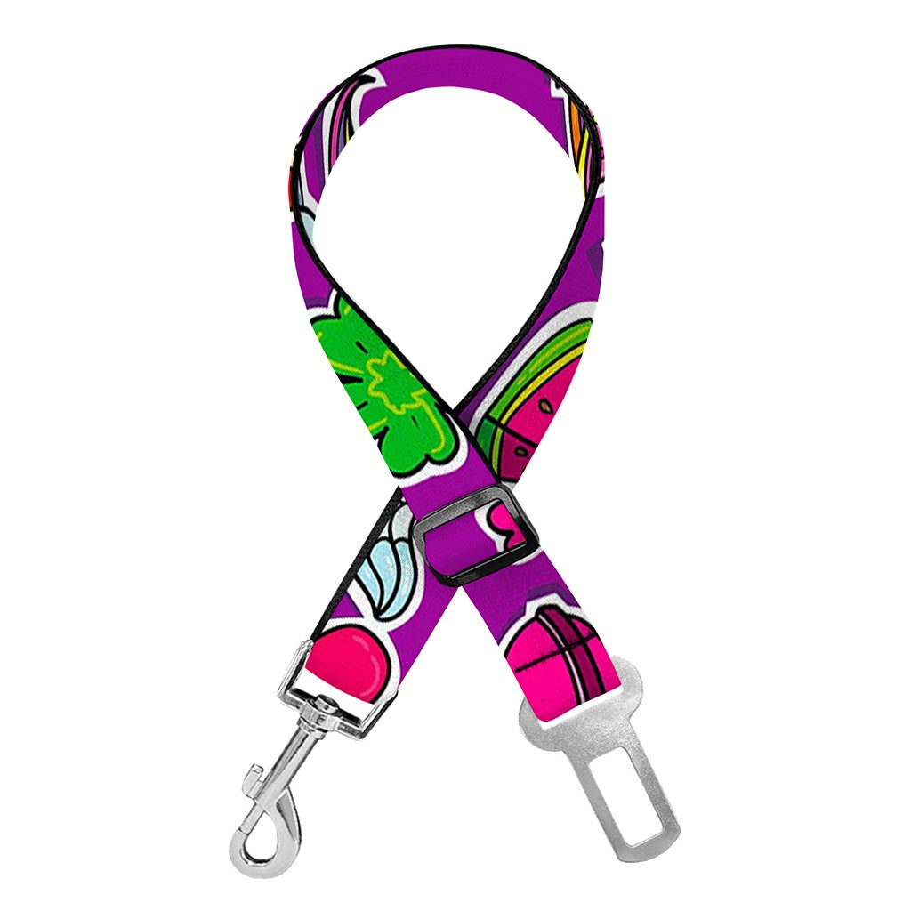Purple Girly Unicorn Pattern Print Dog Seat Belt