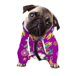 Purple Girly Unicorn Pattern Print Dog Zip Up Hoodie