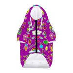 Purple Girly Unicorn Pattern Print Dog Zip Up Hoodie