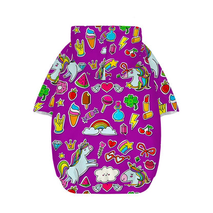Purple Girly Unicorn Pattern Print Dog Zip Up Hoodie