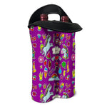 Purple Girly Unicorn Pattern Print Double Neoprene Wine Tote