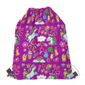Purple Girly Unicorn Pattern Print Drawstring Bag