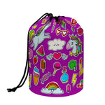 Purple Girly Unicorn Pattern Print Drawstring Makeup Bag