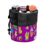 Purple Girly Unicorn Pattern Print Drawstring Makeup Bag