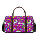 Purple Girly Unicorn Pattern Print Duffle Bag