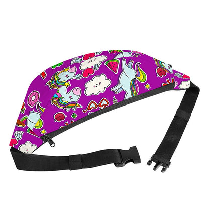Purple Girly Unicorn Pattern Print Fanny Pack