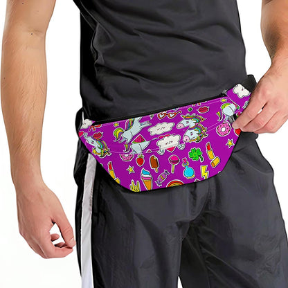 Purple Girly Unicorn Pattern Print Fanny Pack