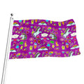 Purple Girly Unicorn Pattern Print Flag