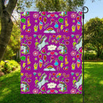 Purple Girly Unicorn Pattern Print Garden Flag