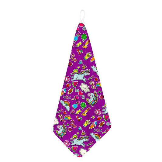Purple Girly Unicorn Pattern Print Hand Towel