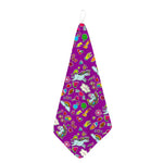 Purple Girly Unicorn Pattern Print Hand Towel