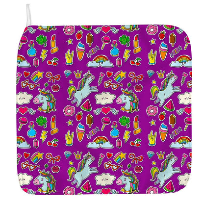 Purple Girly Unicorn Pattern Print Hand Towel