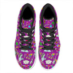 Purple Girly Unicorn Pattern Print High Top Leather Sneakers