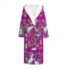 Purple Girly Unicorn Pattern Print Hooded Bathrobe