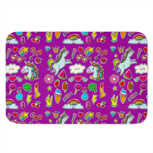 Purple Girly Unicorn Pattern Print Indoor Door Mat