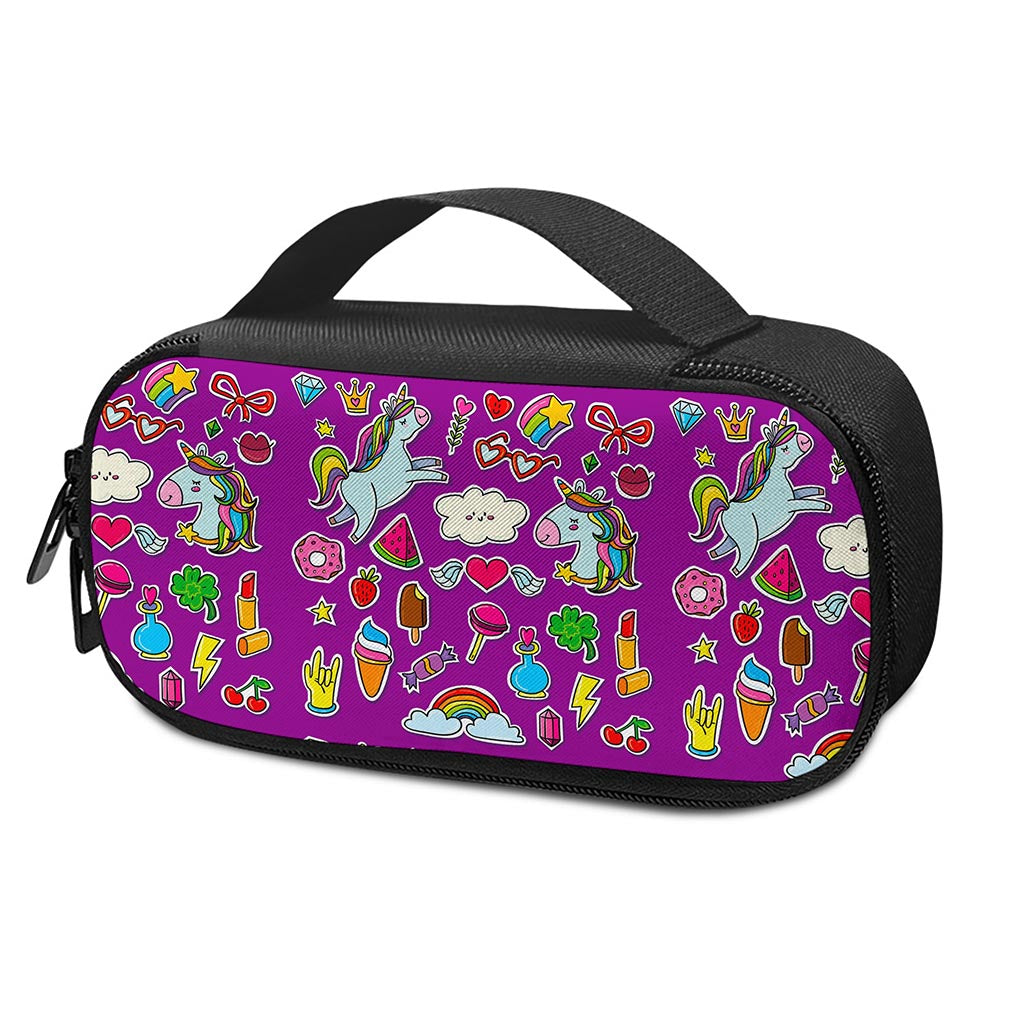 Purple Girly Unicorn Pattern Print Insulin Cooler Travel Case