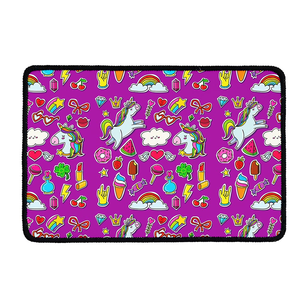 Purple Girly Unicorn Pattern Print Kitchen Mat
