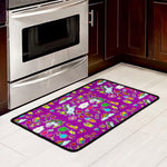 Purple Girly Unicorn Pattern Print Kitchen Mat