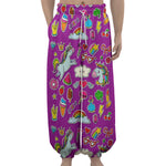 Purple Girly Unicorn Pattern Print Lantern Pants