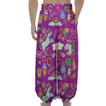 Purple Girly Unicorn Pattern Print Lantern Pants