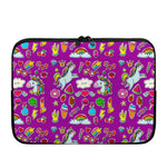 Purple Girly Unicorn Pattern Print Laptop Sleeve