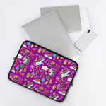 Purple Girly Unicorn Pattern Print Laptop Sleeve