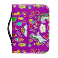 Purple Girly Unicorn Pattern Print Leather Bible Cover
