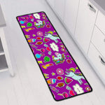 Purple Girly Unicorn Pattern Print Long Kitchen Mat