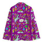 Purple Girly Unicorn Pattern Print Men's Blazer