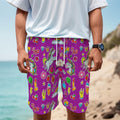 Purple Girly Unicorn Pattern Print Men's Cargo Shorts